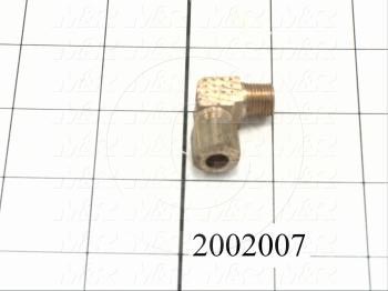 Pipe Fittings & Connectors, 90 deg Elbow Type, Brass Material, A x B 1/4" - 1/8"