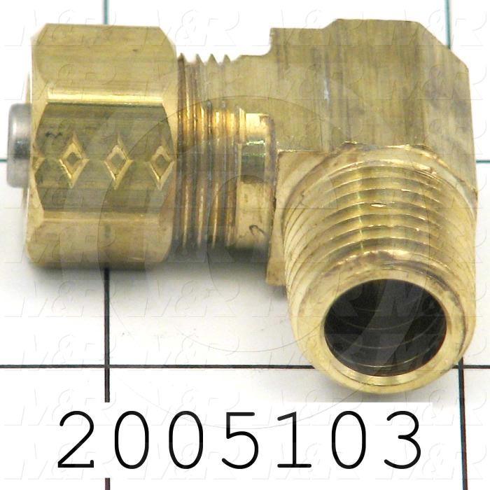 Pipe Fittings & Connectors, 90 deg Elbow Type, Brass Material, A x B 3/8" OD x 1/4" NPT