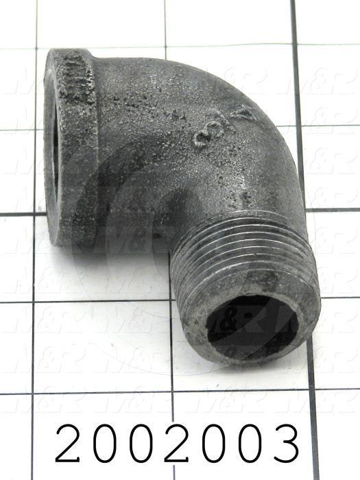 Pipe Fittings & Connectors, 90 deg Elbow Type, Cast Iron Material, 3/4" x 3/4" NPT Male x Female