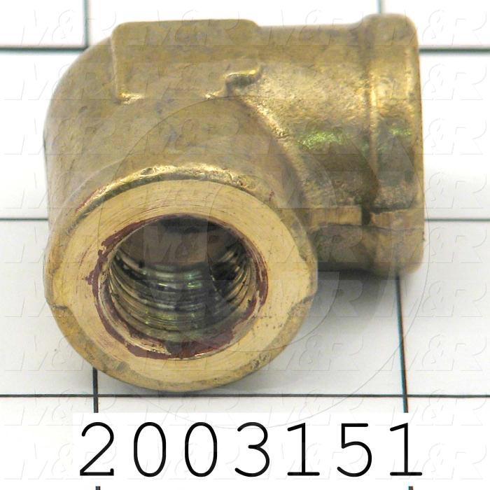 Pipe Fittings & Connectors, 90 deg Reducer Elbow Type, Brass Material, A x B 1/4" OD x 3/8" NPT