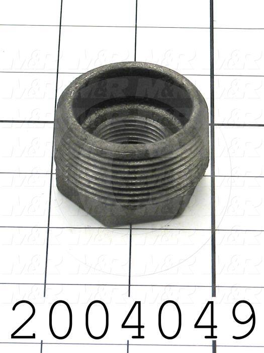 Pipe Fittings & Connectors, Hex Reducing Bushing Type, Cast Iron Material, 1 1/2"NPT x 3/4" NPT Male x Female