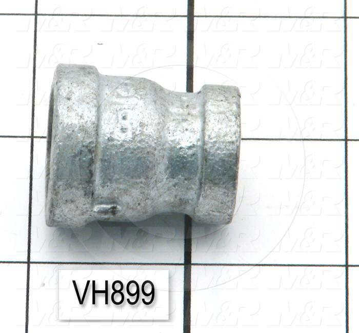 Pipe Fittings & Connectors, Straight Type, 1-1/8" Pipe Length, Galvanized Malleable Iron Material, A x B 3/8 NPT x 1/4 NPT