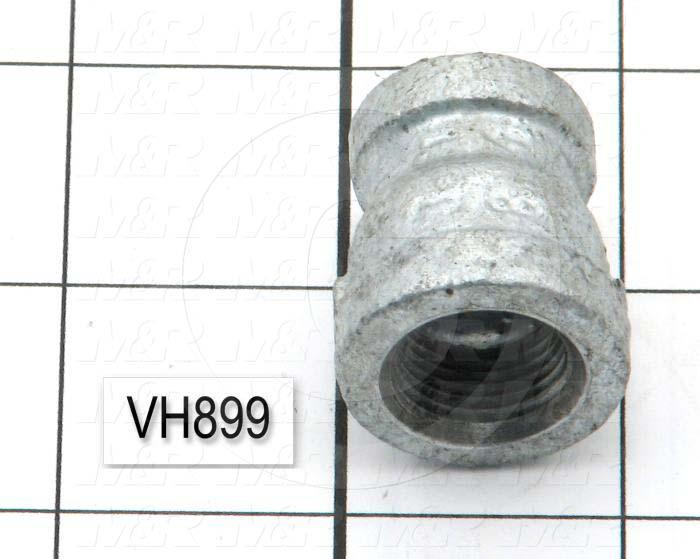 Pipe Fittings & Connectors, Straight Type, 1-1/8" Pipe Length, Galvanized Malleable Iron Material, A x B 3/8 NPT x 1/4 NPT