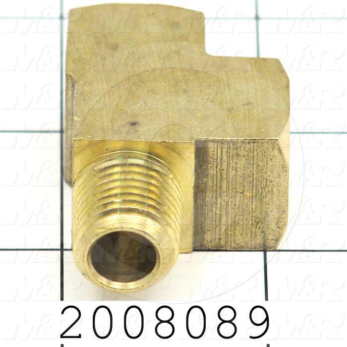 Pipe Fittings & Connectors, Tee Type, Brass Material, 1/4" NPT x 1/4" NPT (2) Male x Female