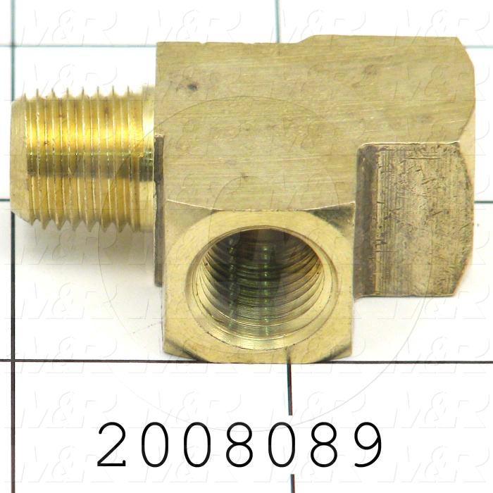 Pipe Fittings & Connectors, Tee Type, Brass Material, 1/4" NPT x 1/4" NPT (2) Male x Female