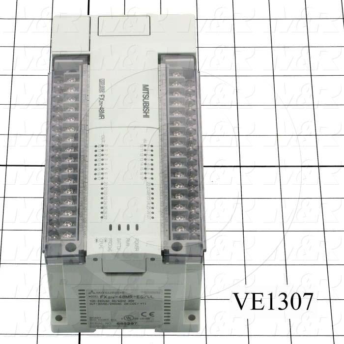 PLC, FX2N, 48 I/O, 24 Inputs, 24VDC Sink/Source, 24 Outputs, Relay, 100-240VAC