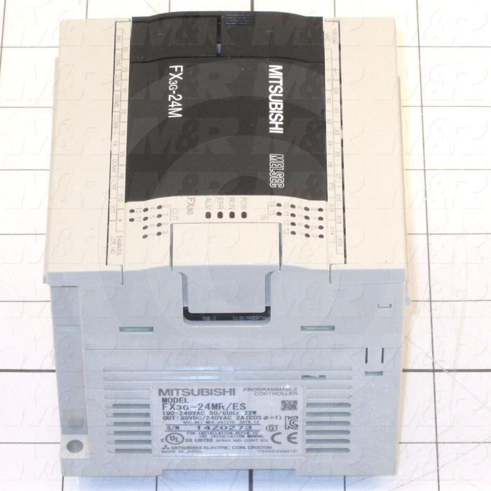 PLC, FX3G, 24 I/O, 10 Inputs, 14 Outputs, Relay, 32K, 100-240VAC