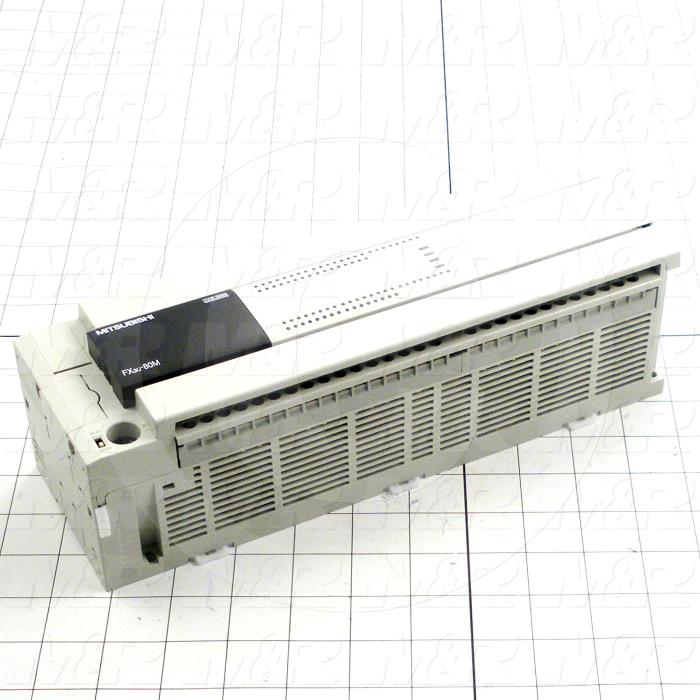 PLC, FX3U, 80 I/O, 40 Inputs, DC Sink In, 40 Outputs, Transistor