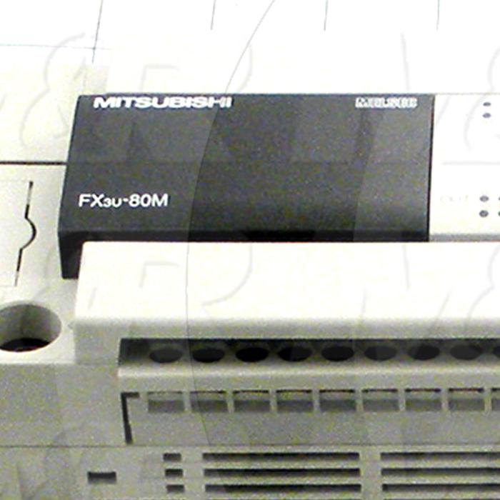 PLC, FX3U, 80 I/O, 40 Inputs, DC Sink In, 40 Outputs, Transistor