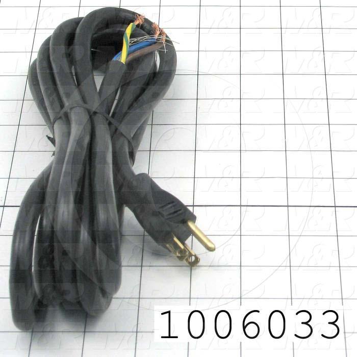 Power Cord, 3m, 3 Conductors, 14AWG, 125VAC, 15A