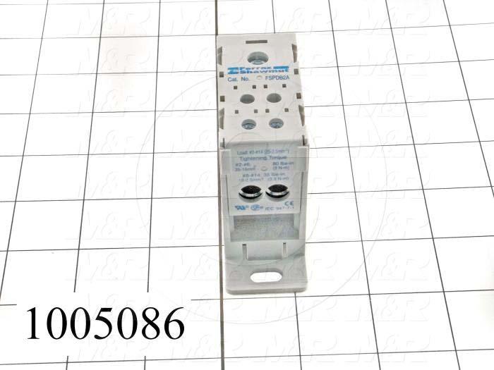 Power Distribution Block, 1 Line Connection/Pole, 2/0-14AWG Line Wire Range, 4 Load Connection/Pole, 2-14AWG Load Wire Range, 175A