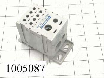 Power Distribution Block, 1 Pole, 1 Line Connection/Pole, 2/0-14AWG Line Wire Range, 8 Load Connection/Pole, 2-14AWG Load Wire Range, 310A