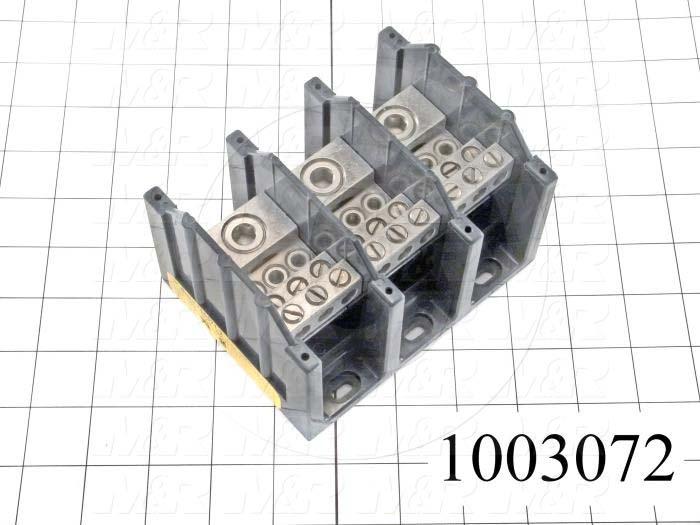 Power Distribution Block, 3 Poles, 1 Line Connection/Pole, 8 Load Connection/Pole