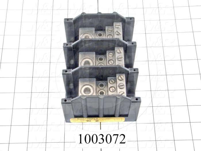 Power Distribution Block, 3 Poles, 1 Line Connection/Pole, 8 Load Connection/Pole