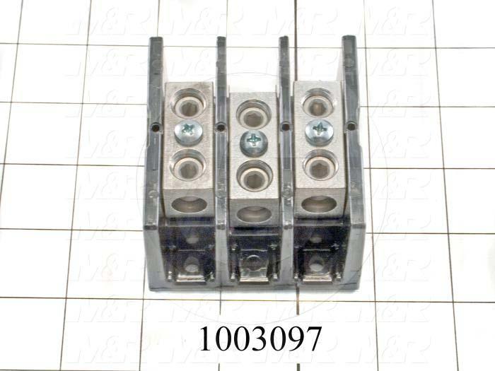 Power Distribution Block, 3 Poles, 2/0-14AWG Line Wire Range, 2/0-14AWG Load Wire Range, 175A