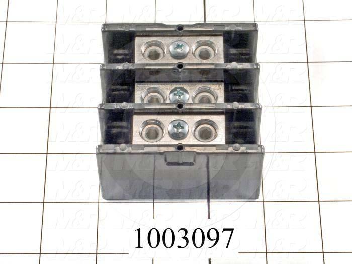 Power Distribution Block, 3 Poles, 2/0-14AWG Line Wire Range, 2/0-14AWG Load Wire Range, 175A