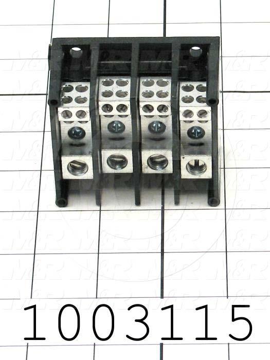 Power Distribution Block, 4 Poles, 1 Line Connection/Pole, 4 Load Connection/Pole