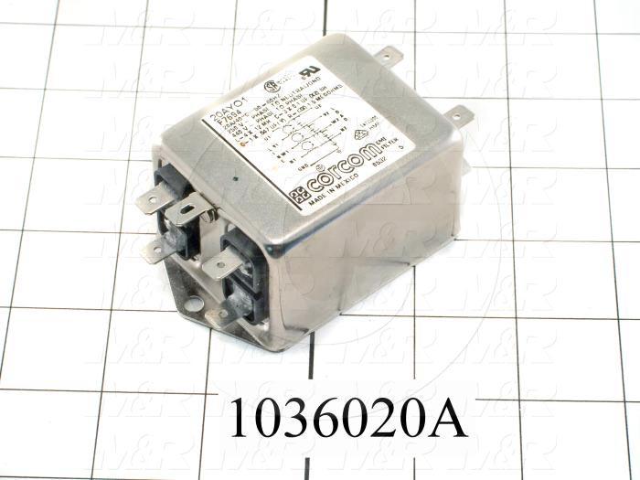 Power Line Filter, 120/250VAC, 3 Phase, 50/60Hz, 20A