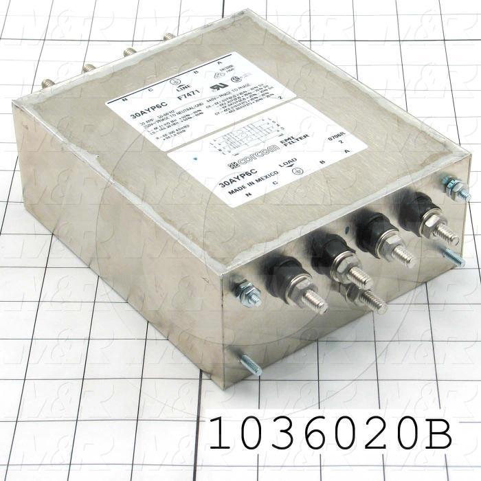 Power Line Filter, 440VAC, 3 Phase, 50/60Hz, 30A