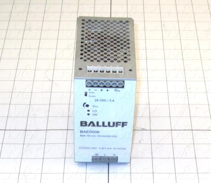 Power Supply, 100-240VAC Input Voltage, 1.4A Input Current, 120W, 24VDC Output Voltage, 5A Output Current