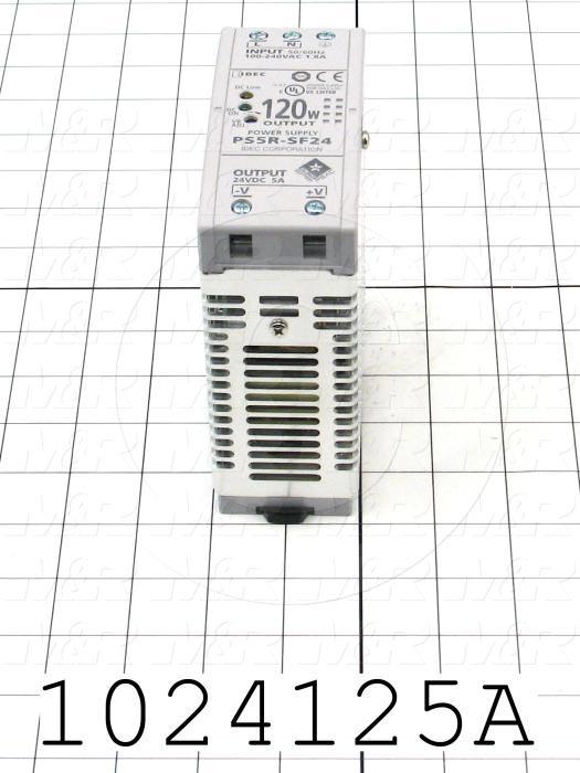 Power Supply, 100-240VAC Input Voltage, 1A Input Current, 120W, 24VDC Output Voltage, 5A Output Current