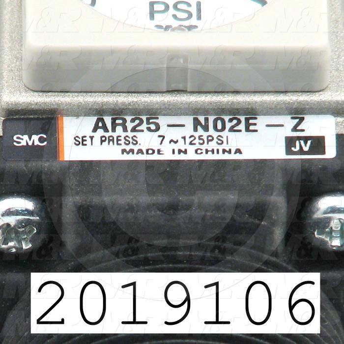 Pressure Regulator, 1.0 MPa Max. Pressure, 1/4" NPT Female Port In, Panel Mounting, 1/4" NPT Female Port Out, With Gauge