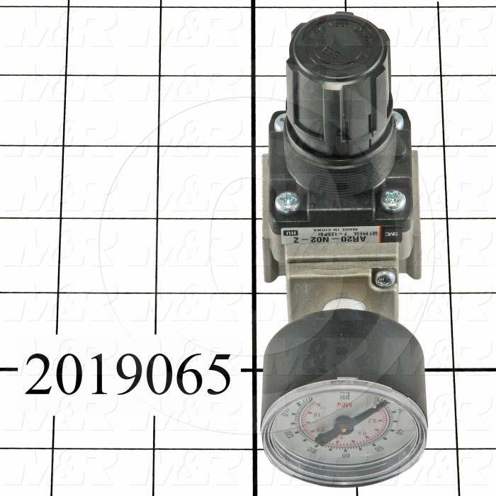 Pressure Regulator, 1.5 MPa Max. Pressure, 1/4" NPT Port In, Bracket Mounting, 1/4" NPT Port Out, With Gauge