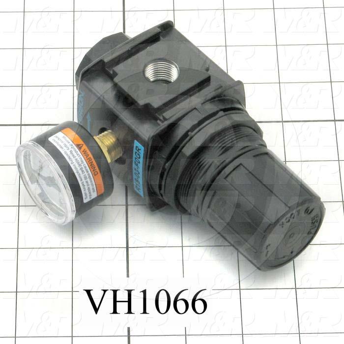 Pressure Regulator, 160 Psi Max. Pressure, 3/8" NPTF Port In, Bracket Mounting, 3/8" NPTF Port Out, With Gauge