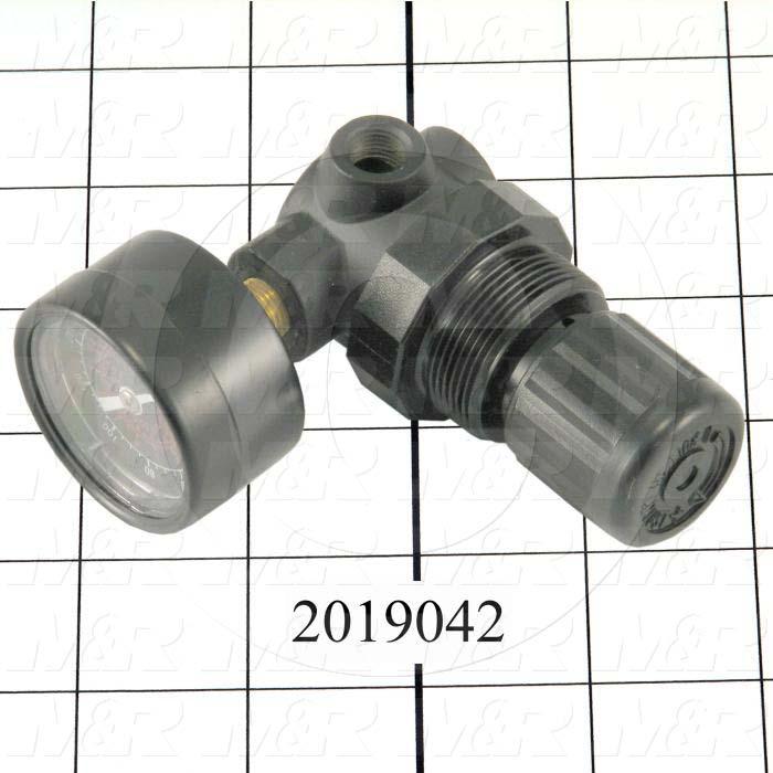 Pressure Regulator, 300 Psi Max. Pressure, 1/8" PTF Port In, Bracket Mounting, 1/8" PTF Port Out, With Gauge