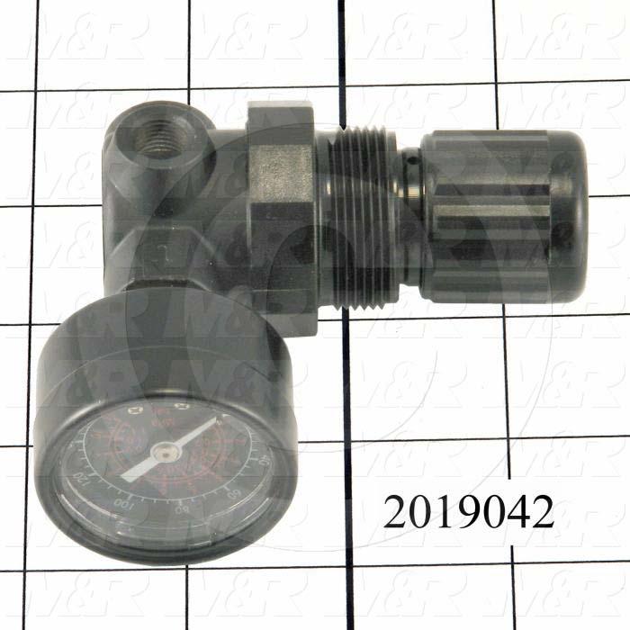 Pressure Regulator, 300 Psi Max. Pressure, 1/8" PTF Port In, Bracket Mounting, 1/8" PTF Port Out, With Gauge