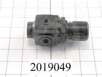 Pressure Regulator, 60 Psi Max. Pressure, 1/4" NPT Port In, Panel Mounting, 1/4" NPT Port Out, With Gauge