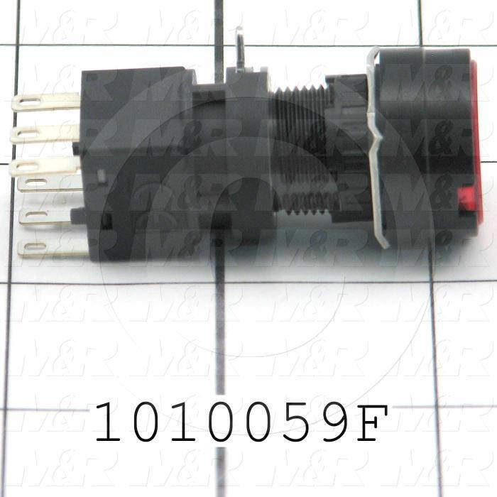 Pushbutton Switch, Momentary, Oversize Round, 16mm, Red, SPDT, LED, 24VDC