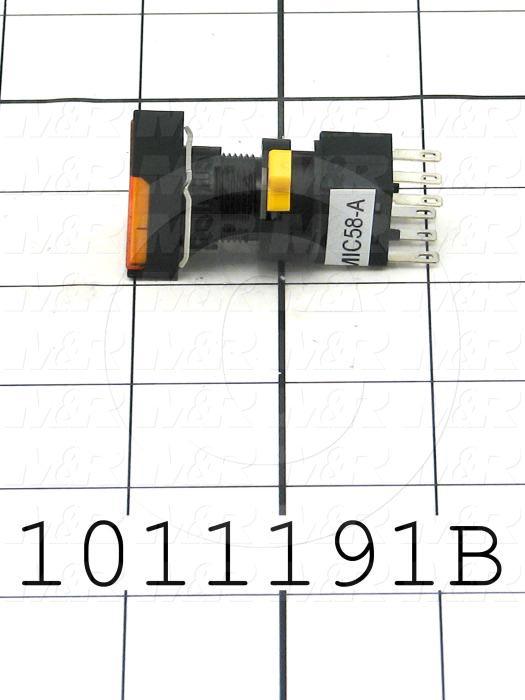 Pushbutton Switch, Momentary, Rectangle, Amber, SPDT, Illuminated, 120V