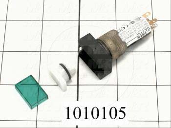 Pushbutton Switch, Momentary, Rectangle, Flush Head, Green, 24VDC