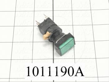 Pushbutton Switch, Momentary, Rectangle, Green, SPDT, Illuminated, 120V