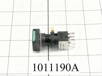 Pushbutton Switch, Momentary, Rectangle, Green, SPDT, Illuminated, 120V
