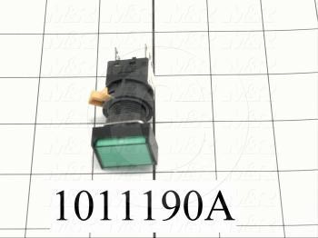 Pushbutton Switch, Momentary, Rectangle, Green, SPDT, Illuminated, 120V