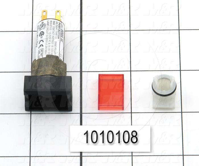 Pushbutton Switch, Momentary, Rectangle, Red, 24VDC