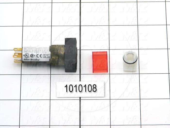 Pushbutton Switch, Momentary, Rectangle, Red, 24VDC