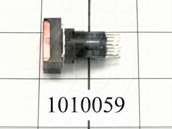 Pushbutton Switch, Momentary, Rectangle, Red, DPDT, Incandescent, 24V