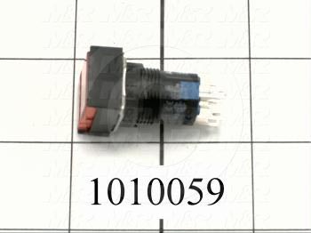 Pushbutton Switch, Momentary, Rectangle, Red, DPDT, Incandescent, 24V
