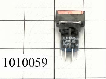 Pushbutton Switch, Momentary, Rectangle, Red, DPDT, Incandescent, 24V