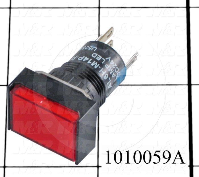 Pushbutton Switch, Momentary, Rectangle, Red, SPDT, LED, 24VDC