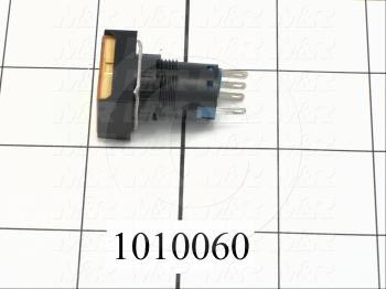 Pushbutton Switch, Momentary, Rectangle, Yellow, SPDT, Incandescent, 24V