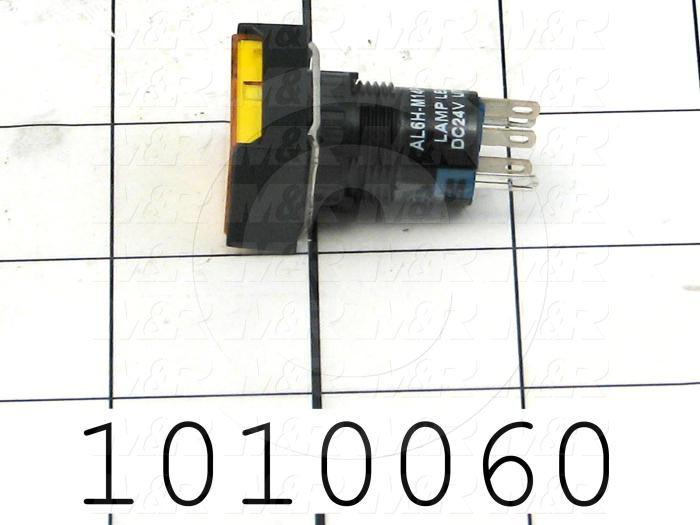 Pushbutton Switch, Momentary, Rectangle, Yellow, SPDT, Incandescent, 24V