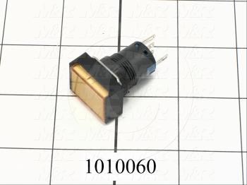 Pushbutton Switch, Momentary, Rectangle, Yellow, SPDT, Incandescent, 24V
