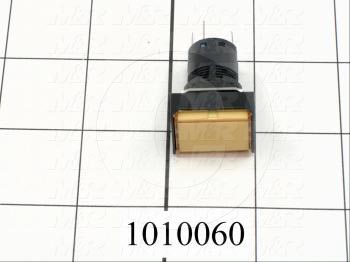 Pushbutton Switch, Momentary, Rectangle, Yellow, SPDT, Incandescent, 24V