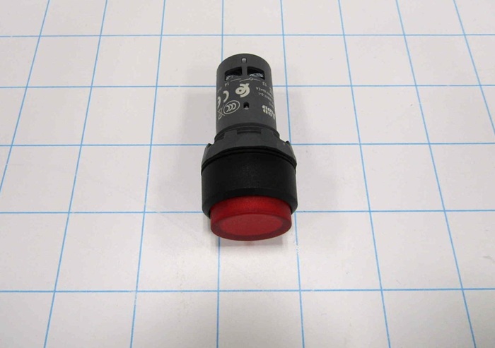 Pushbutton Switch, Momentary, Round, Extended Button Head, Red, 1NO, Illuminated, 24VDC