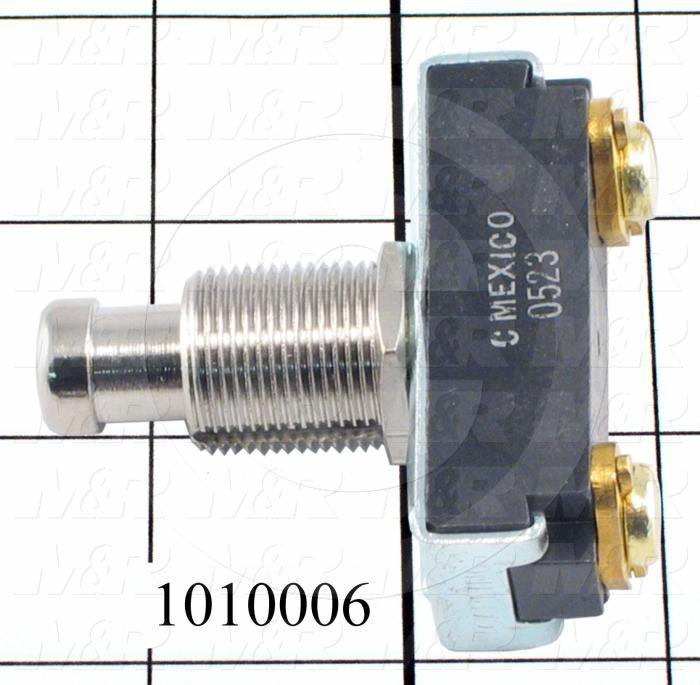 Pushbutton Switch, Momentary, SPST, 250V, 10A