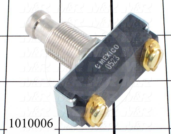 Pushbutton Switch, Momentary, SPST, 250V, 10A